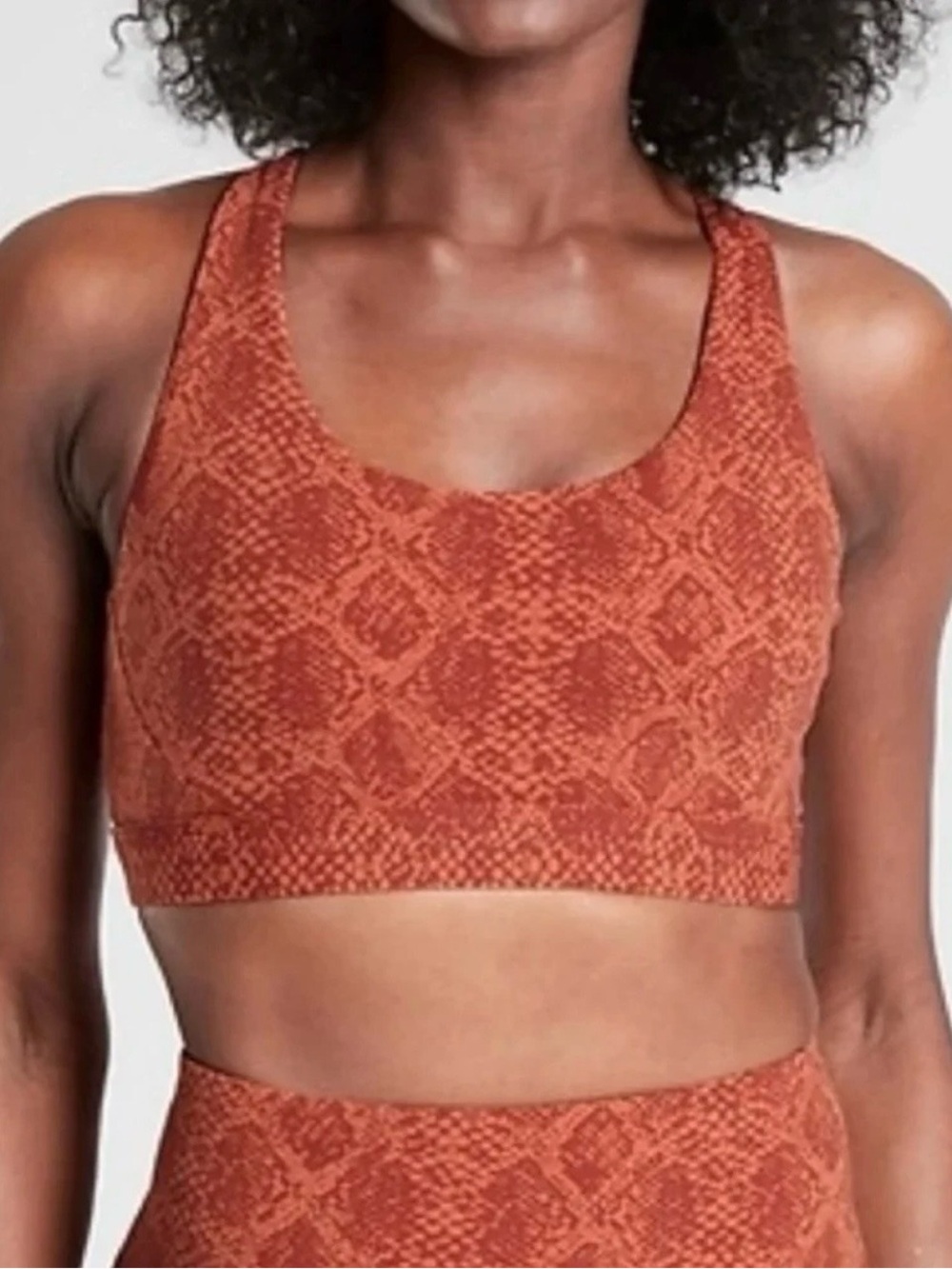 Athleta D-DD Ultimate  Snake-Print Sports Bra Russet Brown Size Small NWT - Picture 2 of 6